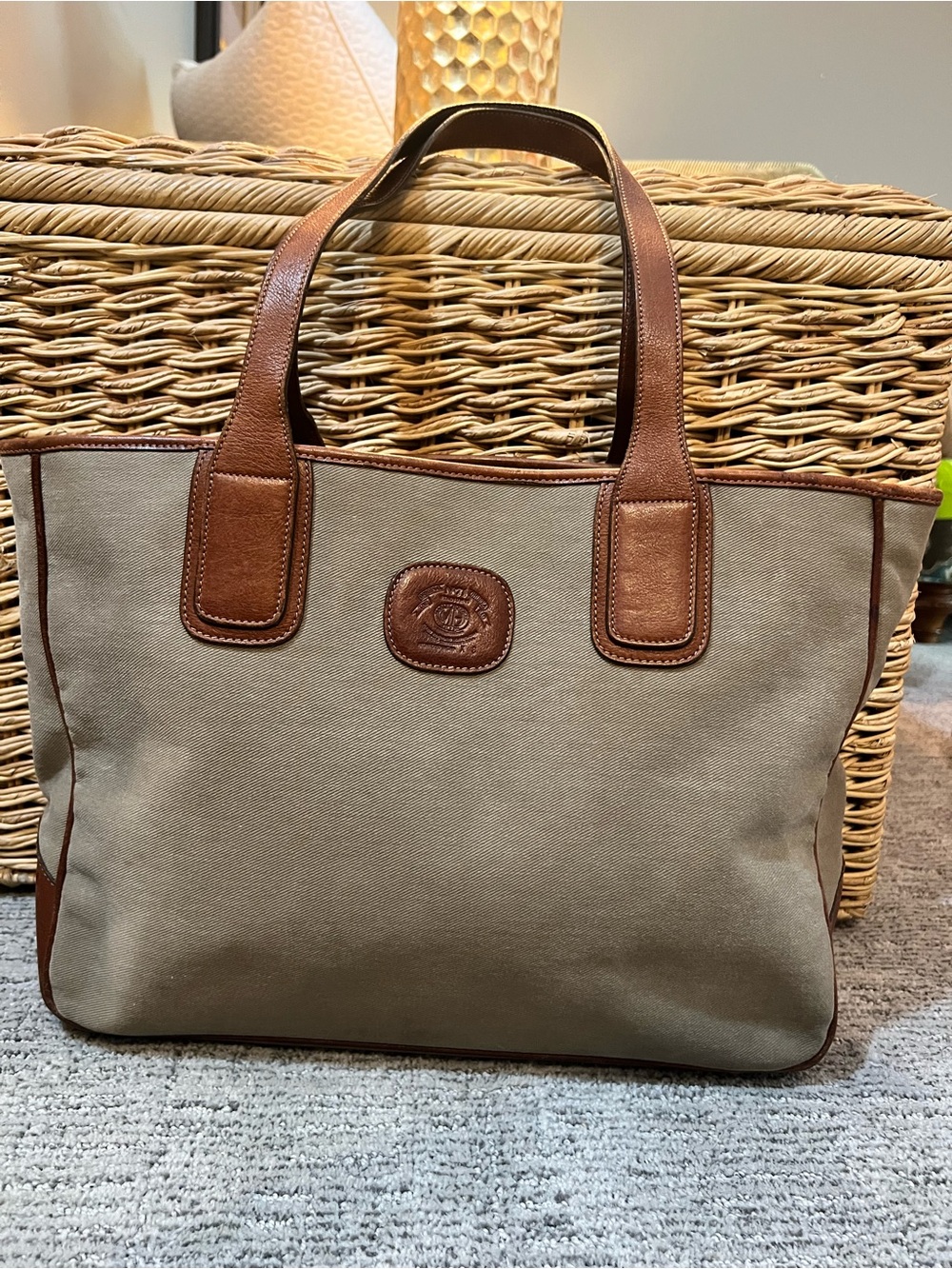 Vintage Ghurka No. 71 Stadium Canvas Leather Shoulder Tote Bag